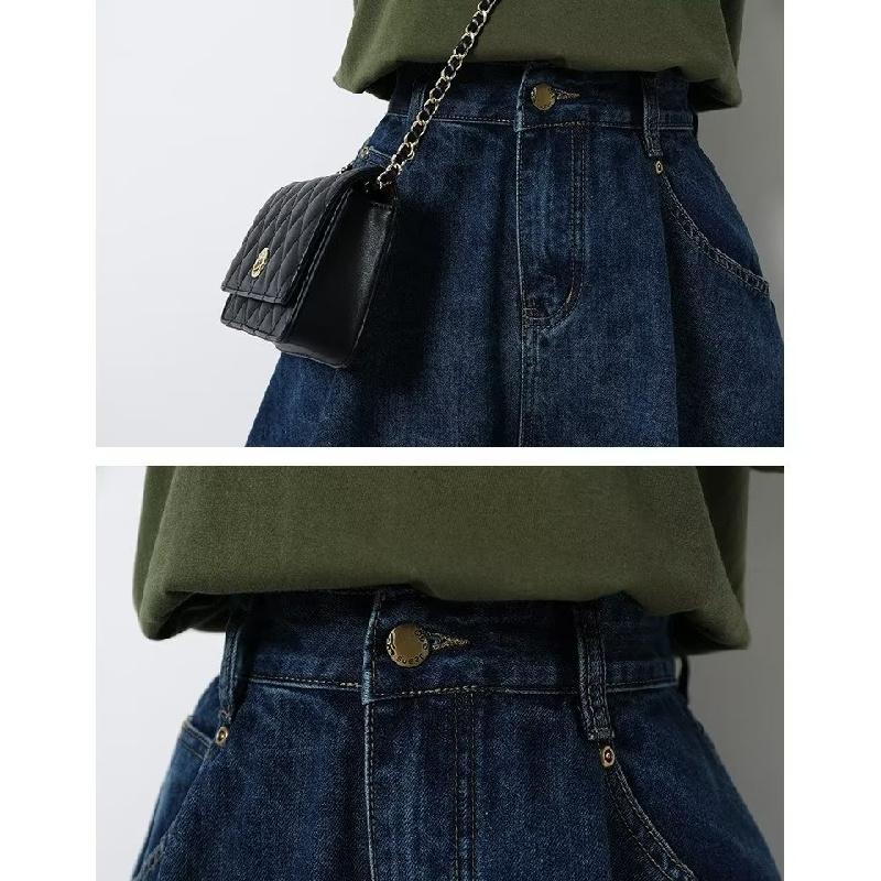 Pantalones cortos vaqueros vintage de talla grande para mujer, ligeros, de corte holgado, adelgazantes, de cintura alta, pierna recta, pierna ancha