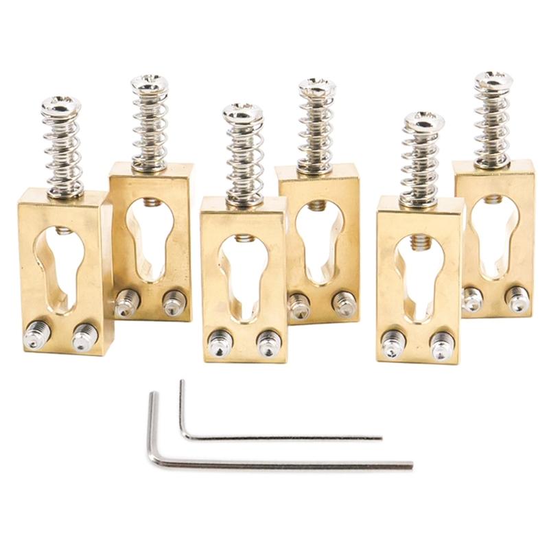 

6Pcs Guitar String Code Saddles with Wrench Electric Guitar Gourd Bridge Saddles Brass Vibrato Bridge Saddles Enduring 1