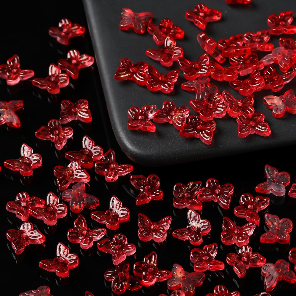 10 Stück/Lot Glasplattierte Schmetterlingskristallperlen, lose Perlen, handgefertigtes DIY-Bastelzubehör für Armbänder, Ohrringe und Schmuckherstellung