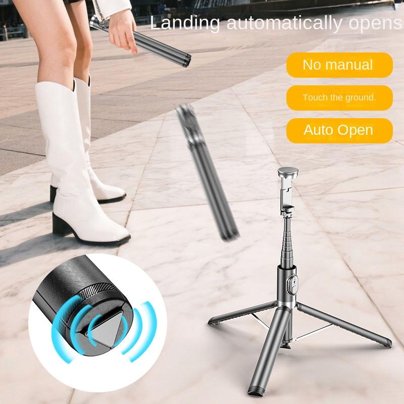 1,7M Tragbarer Mobiler Ständer Einbeinstativ Selfie-Stick Stativ mit Kabelloser Bluetooth-Fernbedienung für iPhone Samsung Huawei Xiaomi