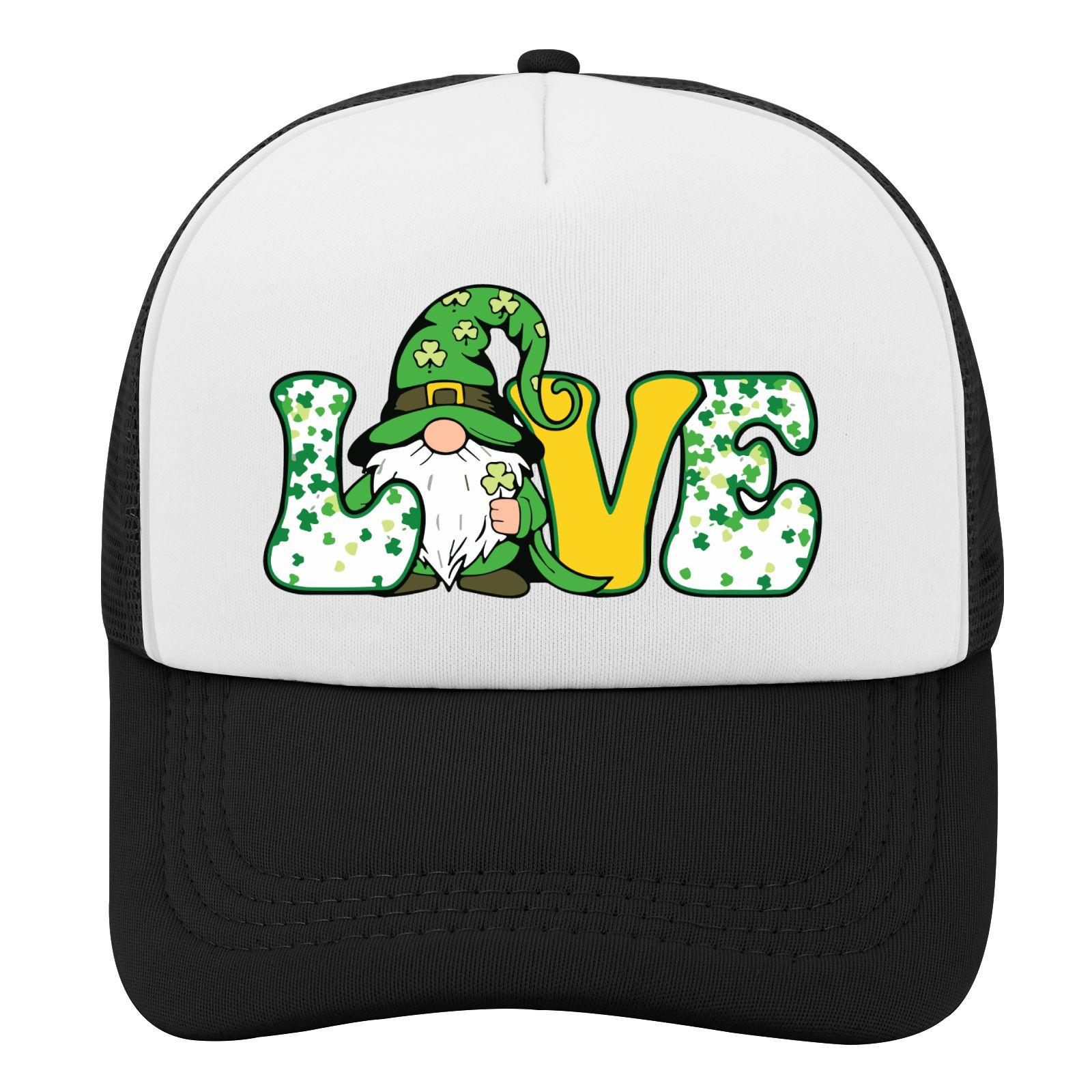 

St Patricks Day Gnome Love Trucker Hat Unisex Polyester Casual Adjustable Outdoor Cap One Size