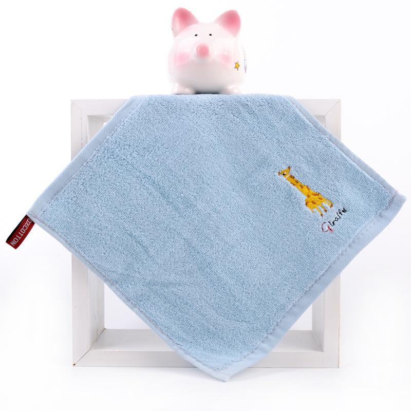 1Pcs 25x25cm 100% Cotton Cartoon Animal Embroidered Small Square Face Towel Baby Hand Children Wash Cloth