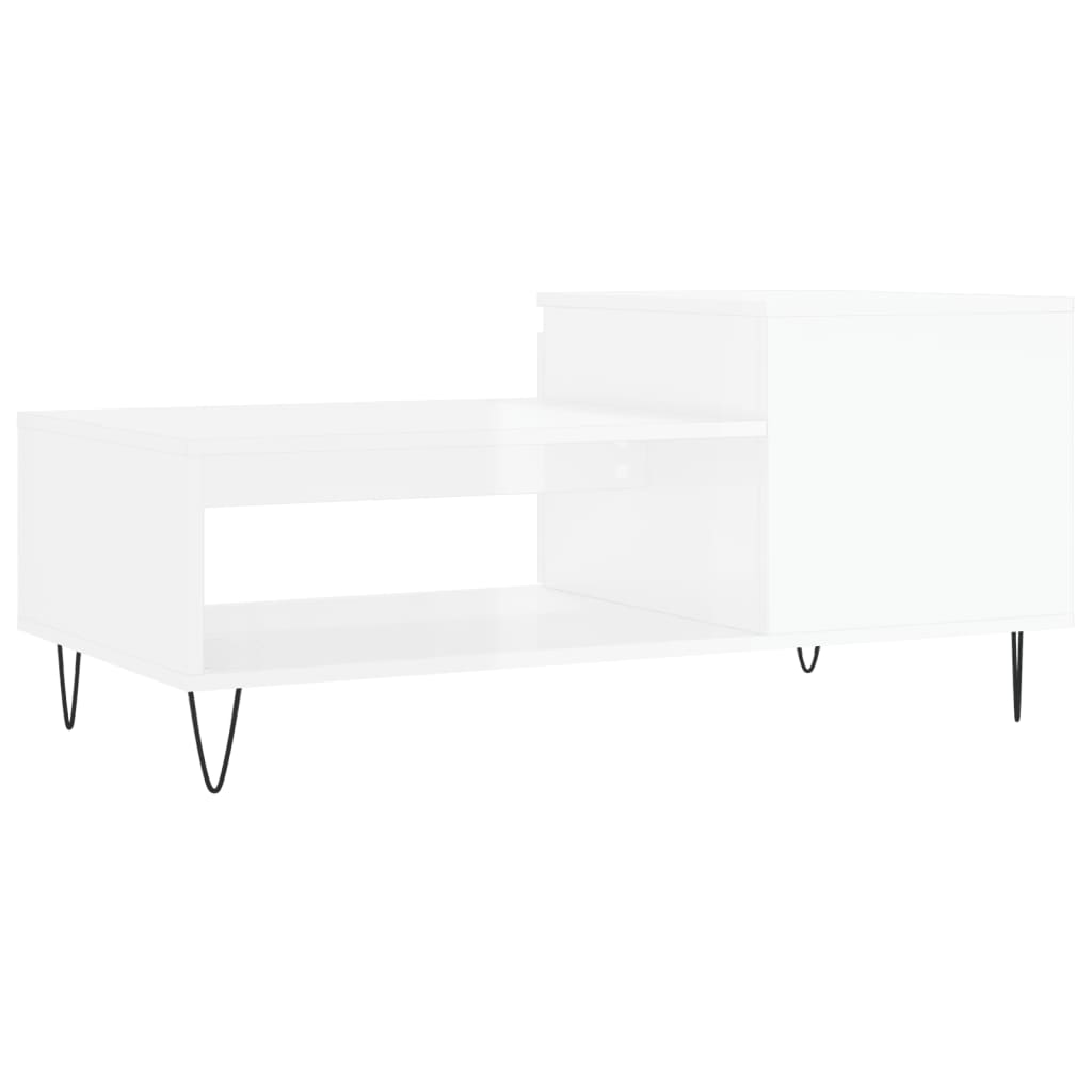  Coffee Table, High Gloss White, 100x50x45 Cm