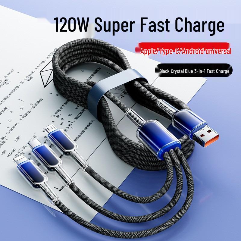 120W JIKE 3-in-1 Fast Charging Cable for Huawei, Android, & Apple Devices