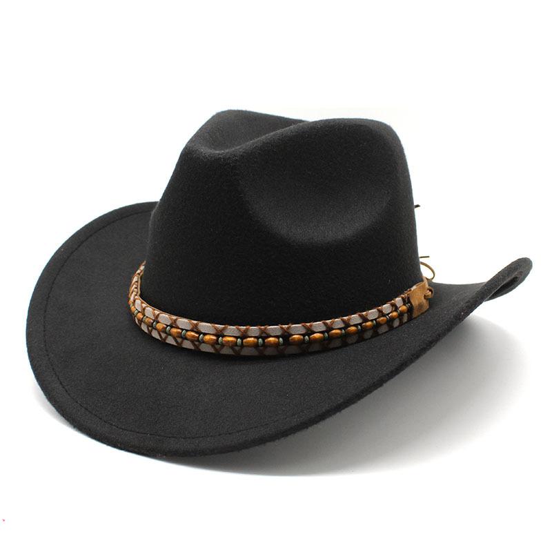 Popular Belt Buckle Big Edge Curling Top Hat, Western Cowboy Hat, Woolen Hat, Jazz Hat, Felt Hat