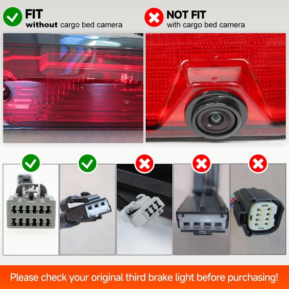 Led Third Brake Light for 15-20 F'ord F150 17-22 F250 F350 Super Duty Ranger Maverick Rear Center High Mount Stop Lamp CHMSL White Cargo lamp Strobe