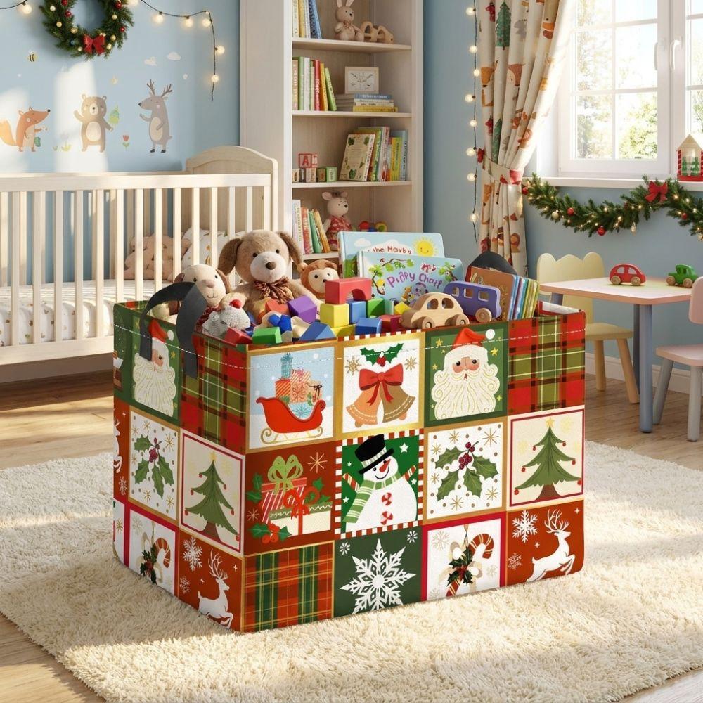 Large Capacity Christmas Storage Basket Cartoon Snowman Toys Organizer Box Laundry Hamper Closet