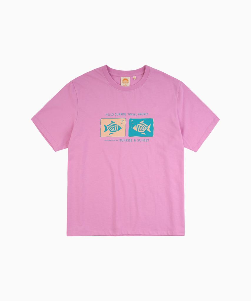 HELLO SUNRISE Geometric Fish Tee_Pink