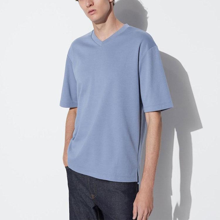 UNIQLO Airism Mesh Series Loose Fit V-Neck Short Sleeve T-Shirt Men tops Sky-Blue 469361-63