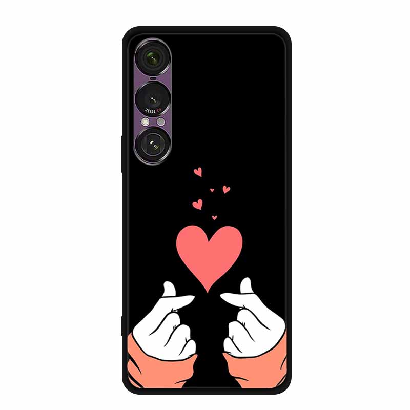 Pro pouzdro na telefon Sony Xperia 1 VII 2025 Kreslené kočky TPU Měkké černé silikonové zadní krycí pouzdro Pro Sony Xperia 1VII 6.5" Pouzdro Funda