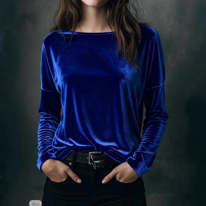 2026 Luxe Velvet French Knitwear: Chic Loose Round Neck Top for Fall/Winter