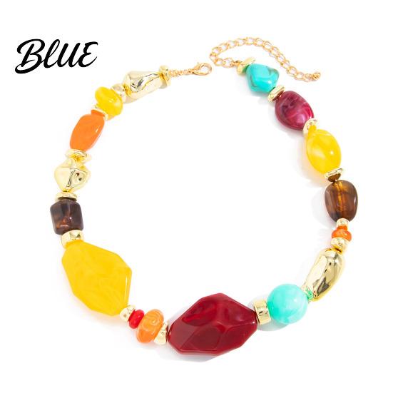 Casual Vacation Necklace Bohemian Necklace Colorful Resin Beaded Choker Retro