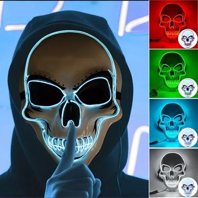 Halloween Erwachsenen Reinigungsmaske LED Leuchtende Totenkopf Terror Maske Kaltlichtmaske Rollenspiel Maskenball