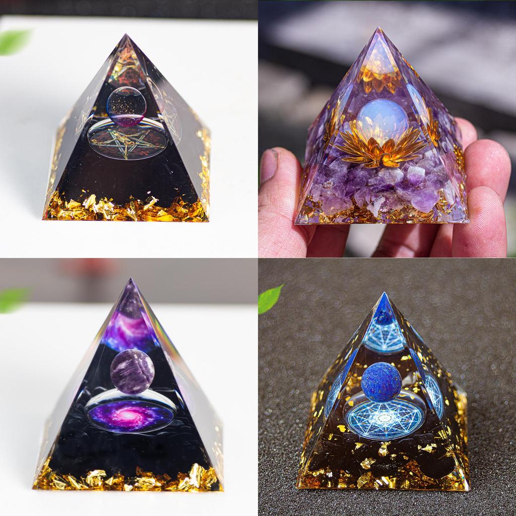 Resin Art Crystal Ball Pyramid Home Decor With Modern Minimalist Style For Living Room Display