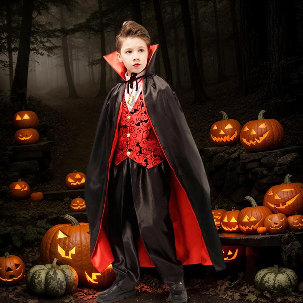Formemory Vampire Cosplay Kids' Vampire Count Dracula Costume Halloween Costume for Kids, Events, Photography, Parties, School Festivals, Stage