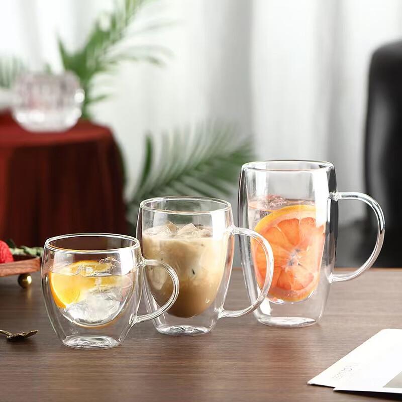 

Shangqi 350ml Double Wall Glass Mug with Handle (Set of 2)