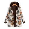 Womens Winter Warm Outwear Floral Print Hooded Pockets Vintage Oversize Coats