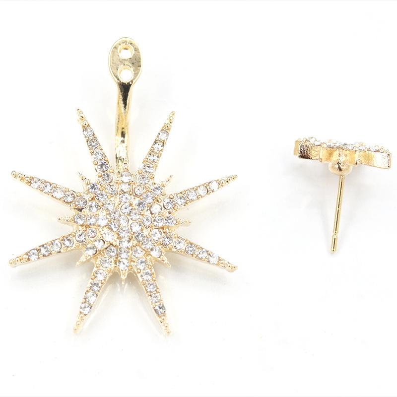 Koreanischer Stil Metall einfache Volldiamant Sonne Stern Ohrringe trendige Damen Diamant Starlight Ohrringe (Single)