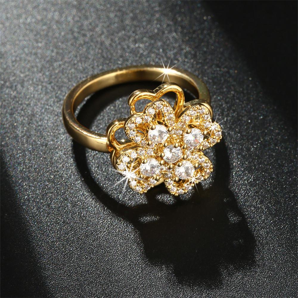 Blütenblatt Kupfer Schmuck Damen Drehbarer Ring Mit Galvanisierter Oberfläche Für Modeaccessoires