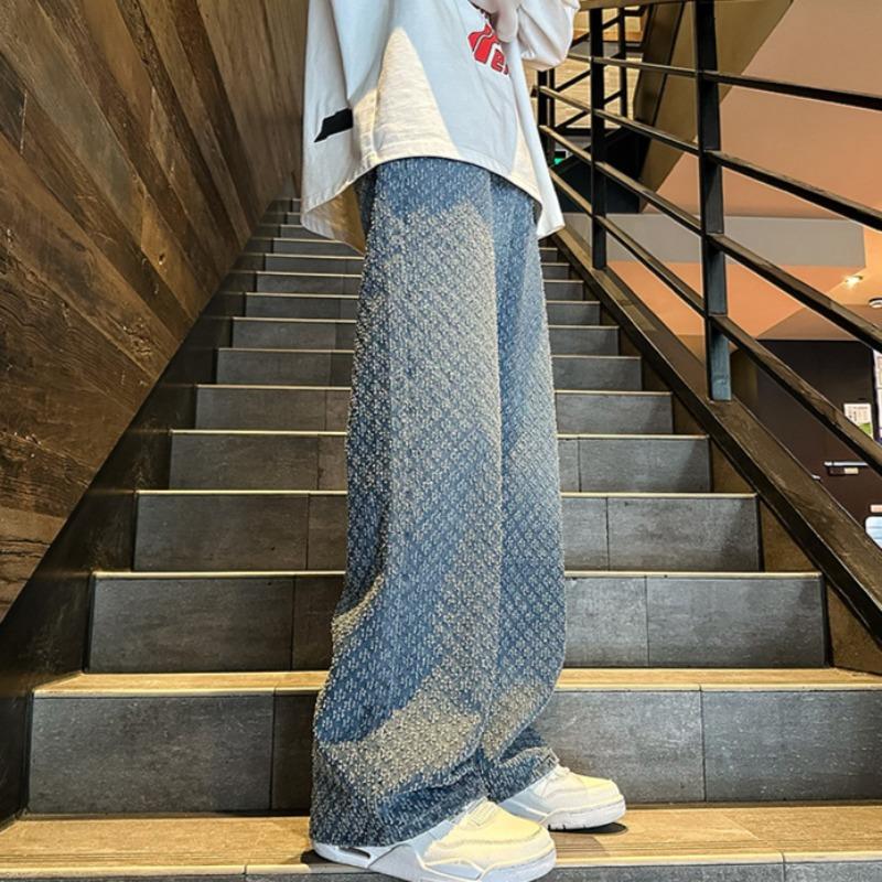 Nuovi Jeans da Uomo Stile Americano Retrò con Motivo a Stelle, Vestibilità Larga Dritta, per Primavera e Autunno