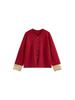 Elegant Plus Size Women's Red Jacket - New Chinese National Style, Autumn 2025 Knitwear, Style 22115