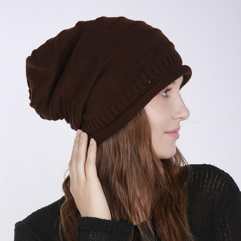 Pălărie subțire de lână tricotată orizontală plisată toamnă iarnă de damă