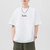 Summer Heavy 300g Printed Pure Cotton Sleeve T-shirt Loose Japanese Casual