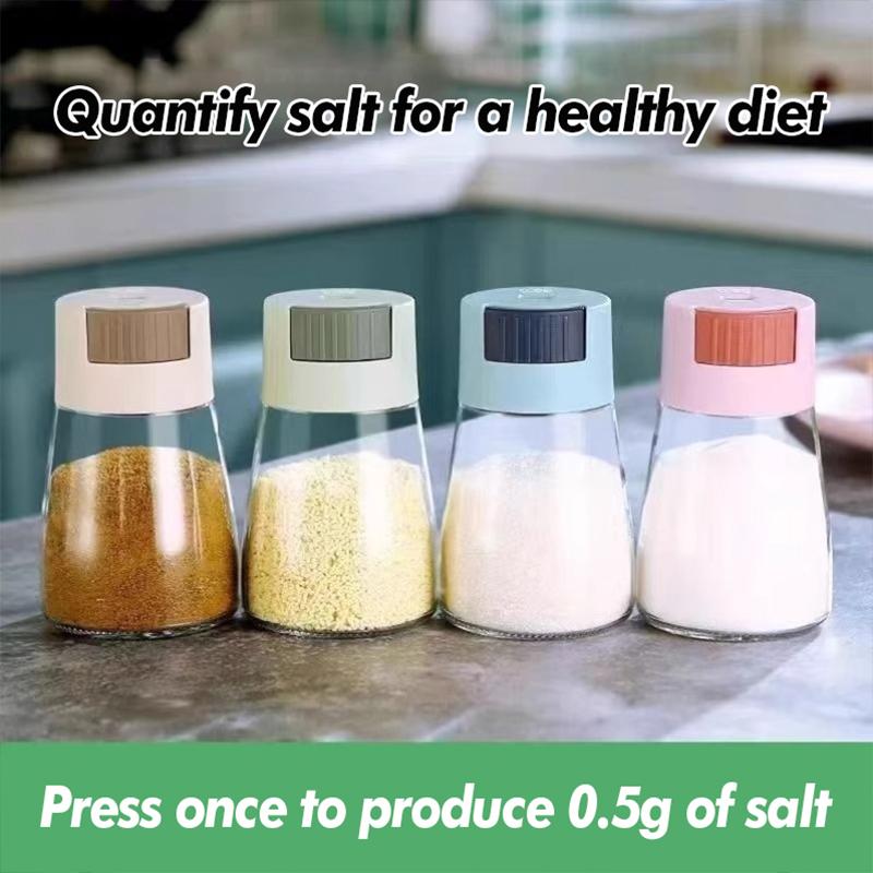 Kitchen Salt and Pepper Shakers Precise Quantitative Push Type Seasoning Shaker Press Type Salt Dispenser Spice Dispenser Sealed