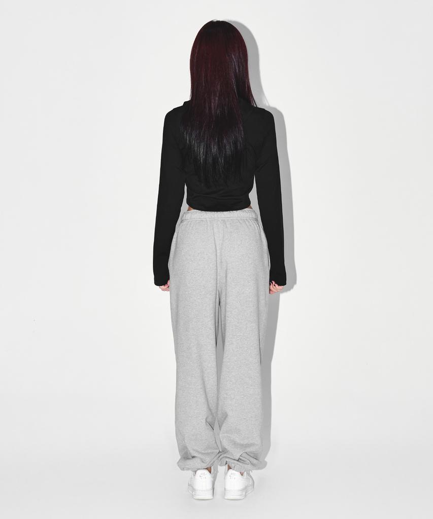 BORN TO WIN W Semi Wide Sweat Jogger Pants [Melange Grey]