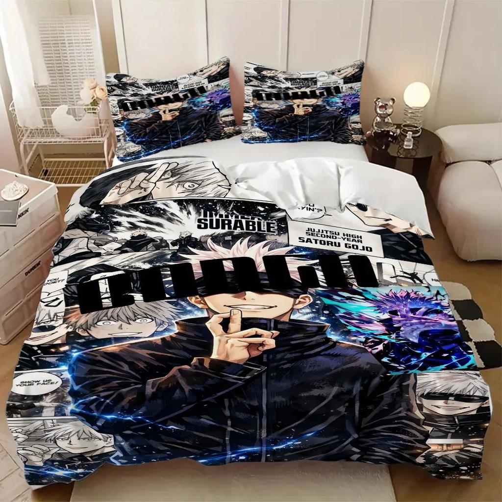 New Anime Jujutsu Kaisen Satoru Gojo Bedding Set polyester Duvet Cover Pillowcase for children adults 2/3piece set