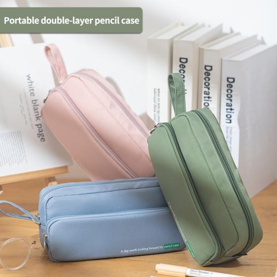 

Pencil Bag Large Capacity Dustproof Nylon Durable Dual Layers for School
