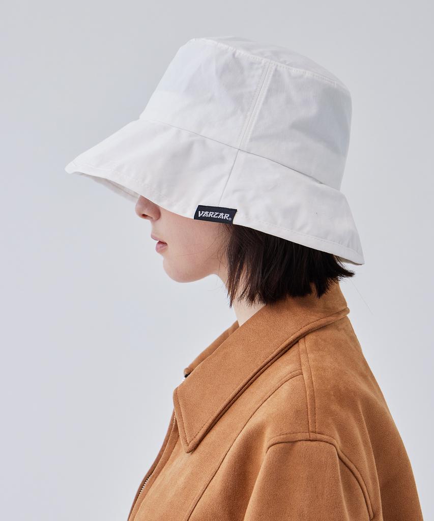 Bajal Wide Brim Washed Bucket Hat White