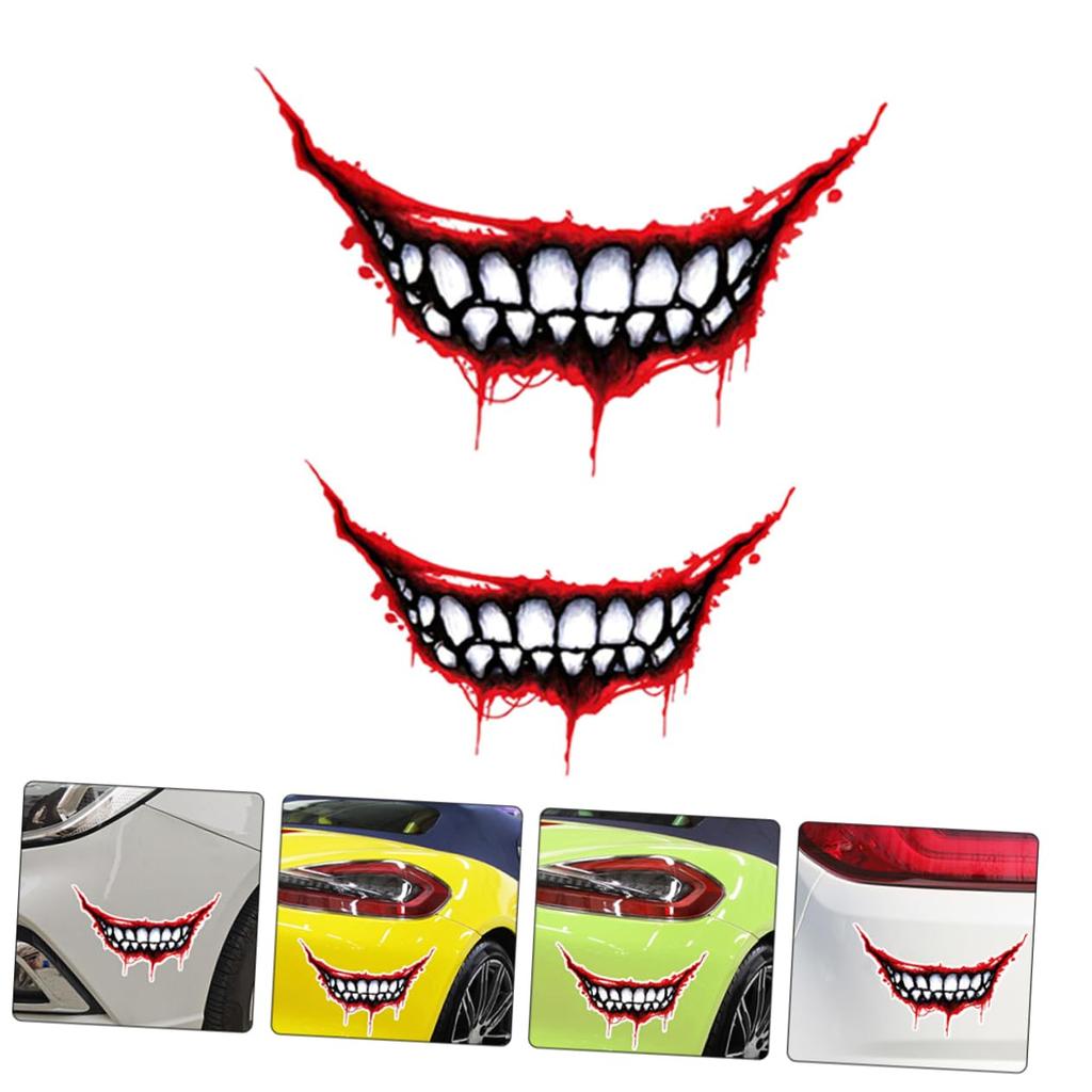 HAWILLOSCH 2 Sheets Bleeding Lips Stickers Vehicle Mouth Teeth Decoration Adhesive Car Mouth Decoration Vehicle Mouth Teeth Bike Helmet Decor