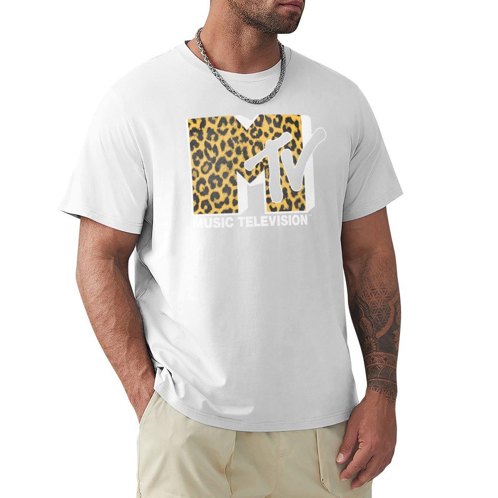 Mtv Cheetah Print Music Television Logo Tshirt Fashion Simple Casual Tee Shirt S