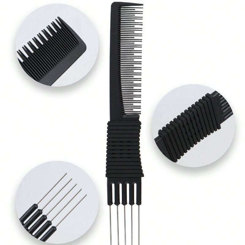 1PC Hair Styling Comb with 5 Steel Pins Lift Teasing Comb Fine Tooth Detangling Hair Comb