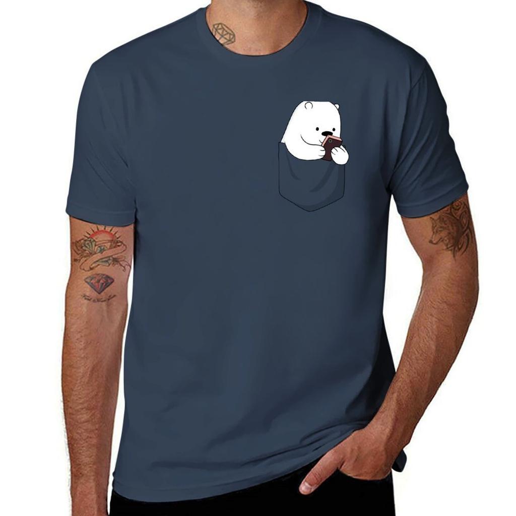 t in anime soft for cotton shirts man shirts oversize Pocket Bear t T-Shirt Ice