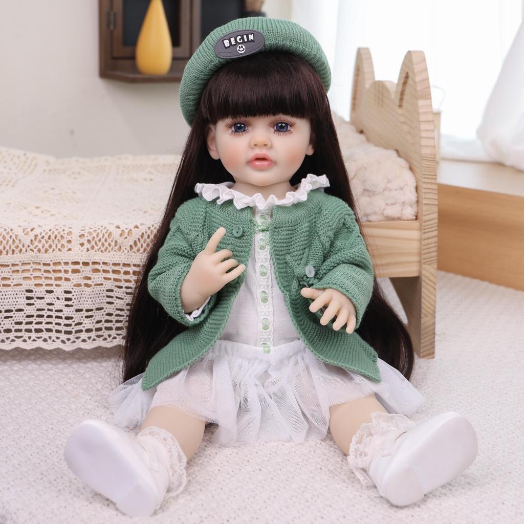 55cm Cute Reborn Girl Doll Full Silicone Vinyl Realistic Newborn Babies Dolls Kids Christmas Halloween Decoration Gifts