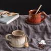 Retro Ceramic Mug Saucer Set Creative Office Coarse Pottery Cup Japanese Kiln Coffee Cup Afternoon Tea Must