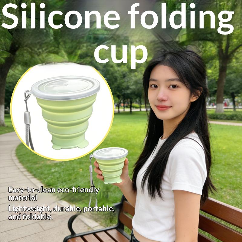 180Ml Portable Silicone Folding Water Cup Heat Resistant Foldable Mug With Lid For Outdoor Travel Drinking