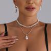 Multilayer Neck Chain Beads Necklace Adjustable Chain Necklace Earrings Neck Jewelry Suitable for Women and Girl Present