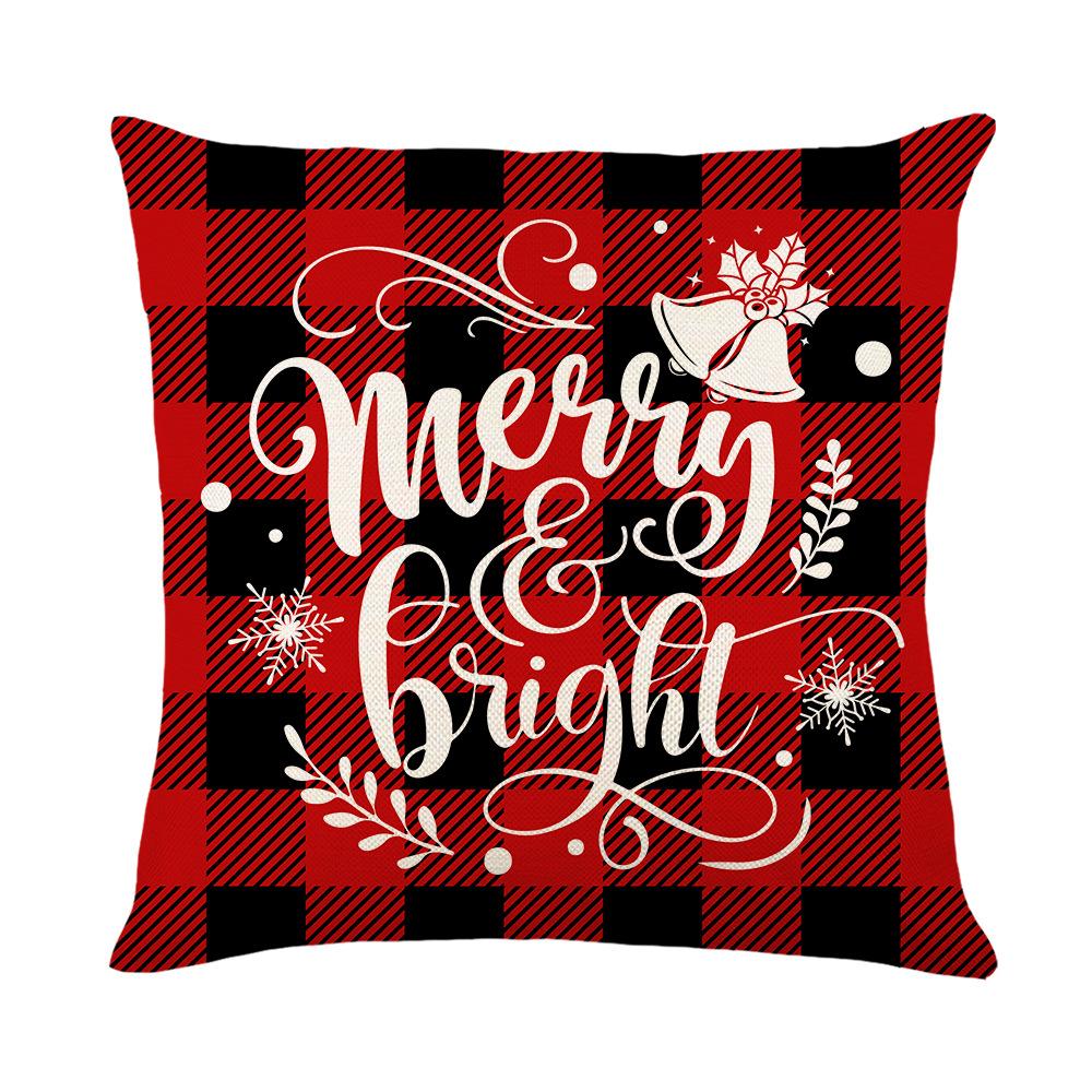 New Christmas Polyester Pillow Cover Christmas Tree Letter Print Home Sofa Cushion Cover Bedside Cushion