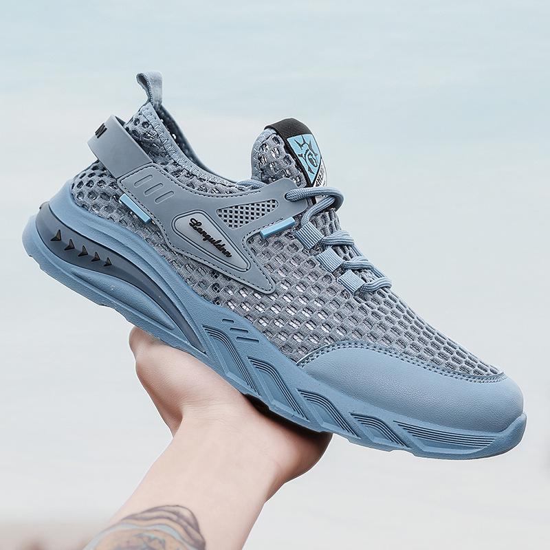 

Men s Lightweight Breathable Mesh Sneakers: Hollow Design, Lace-up, Casual Fashion Dad Shoes US 9