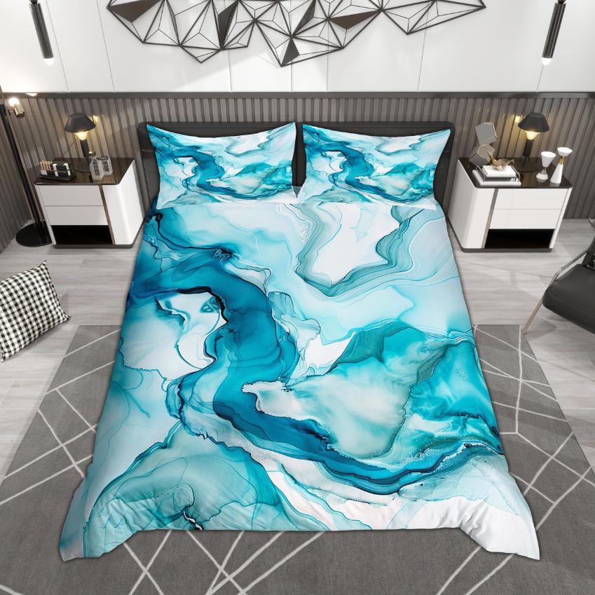 Comforter Homewish Colorful Marble Contemporary Watercolor Bedding Set Abstract Stone Pattern Set