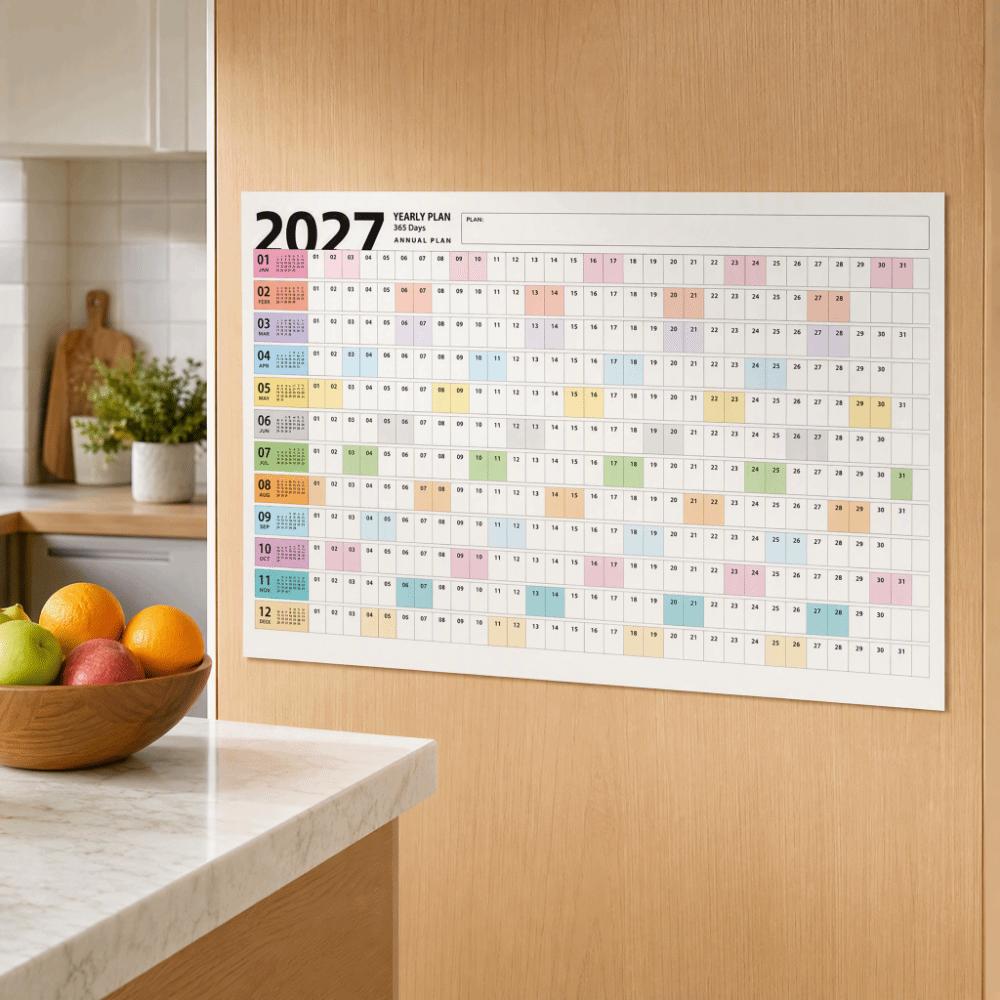 Wall Mounted 2027 Calendar Planner Sheet Large 365 Days Planner Sheet Office Supplies