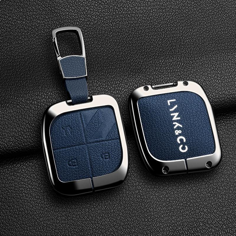 Suitable for Lynk&Co 08   2025 Alloy Leather Car Remote Control Key Bag Shell Protective Bag Key Chain Accessories