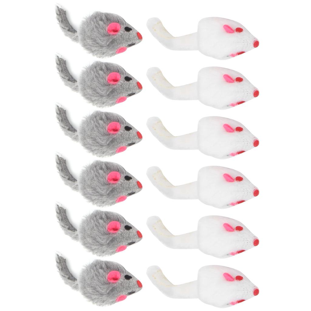 12 Pack Cat Mouse Toy Furry Interactive Play Mouse Toy for Indoor Cats and Kittens