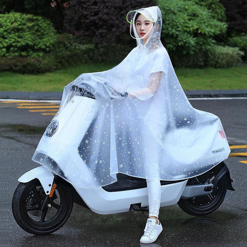 Regenmantel für Elektroroller, Doppelsitz, Eltern-Kind, Langer Stil, Ganzkörper, Starkregen-Schutz, Motorrad-Spezifisch, Transparenter Regenponcho