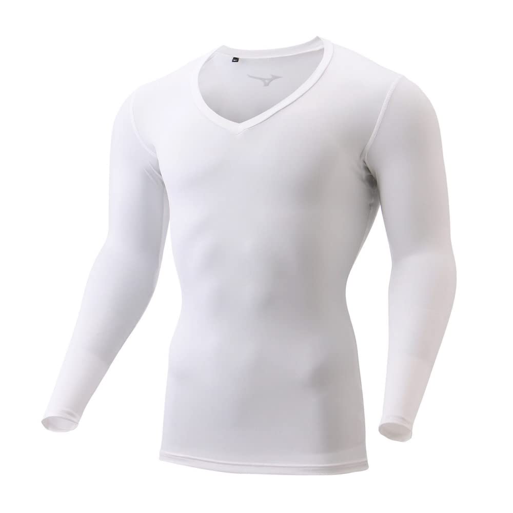 Mizuno E2MJ2005 Golf UV Long Size L Men's Innerwear, Protection, V-Neck Shirt, Sleeve, Stretch, Moisture-Wicking, Quick-Drying, White,