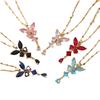 Emerald Zircon Necklace: Colorful Butterfly Clavicle Chain for Women