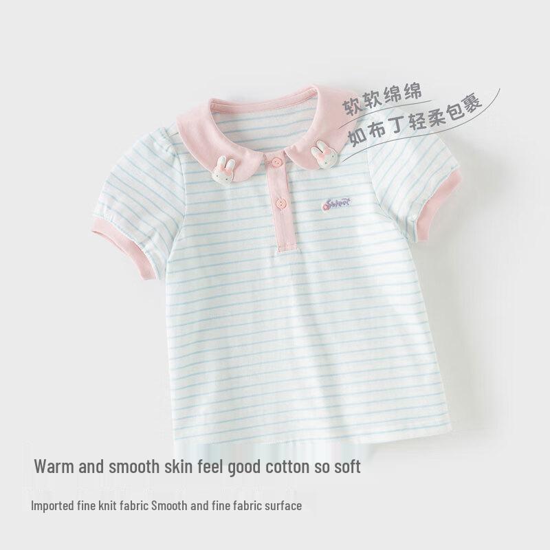 Girls' Striped Cotton Short Sleeve T-Shirt